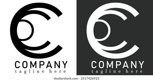 simple logo from C alphabetic black and white 