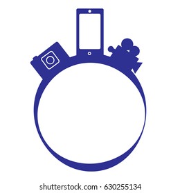 Simple logo with camera and phone isolated on white background.