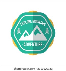 simple logo camping adventure in mountains and nature.