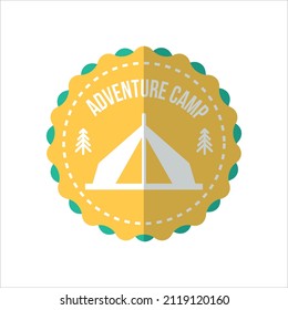 simple logo camping adventure in mountains and nature.