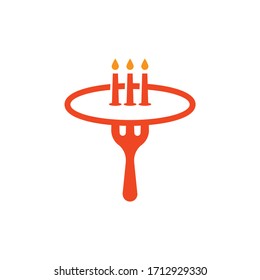 Simple logo candle table fork orange