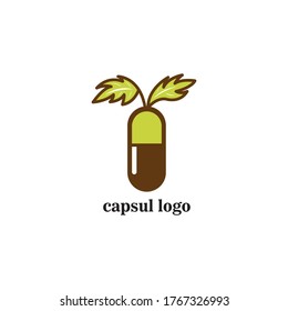 cápsulas de logotipo simple ilustraciones de las hojas de color. diseño vectorial