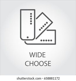 Simple logo of cards symbolizing a wide choose. Icon drawing in outline style. Vector illustration
