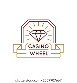 Simple Logo with casino badge icon ideal for representing card games like poker and blackjack in apps, websites, and promotional materials. Vector illustration.