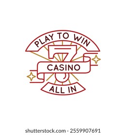 Simple Logo with Casino Play to Win Icon, representing wealth and high stake gambling. For casino, gaming, and financial themes in apps and websites. Vector illustration