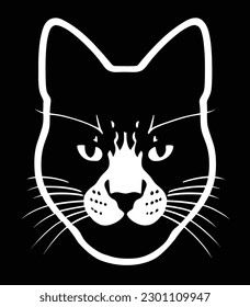 Simple Logo Cat Face Silhouette