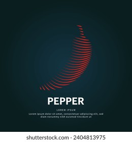 simple logo chili pepper Illustration in a linear style. Abstract line art red chili pepper Logotype concept icon. Vector logo pepper color silhouette on a dark background. EPS 10