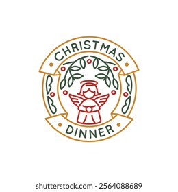 Simple Logo with Christmas angel icon. Simple Logo with Christmas dinner angel icon for social media, app, and web design. Vector illustration