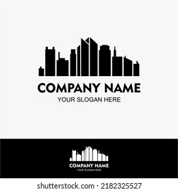 Simple logo with city concept for your company. A collection of buildings with sparkling night and luxury. night life, the entertainment business continues to run increasingly crowded and sought after