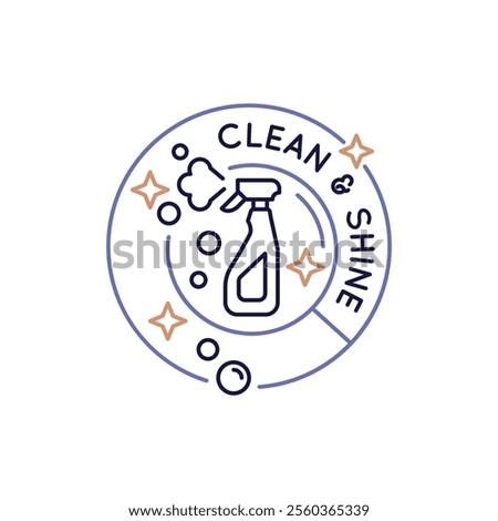 Simple Logo with clean and shine icon. Simple cleaning badge with icon for social media, app, and web design. Vector illustration.