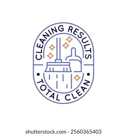 Simple Logo with cleaning results icon. Simple badge with cleaning results total clean icon for social media, app, and web design. Vector illustration.