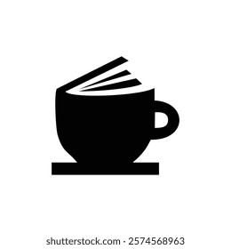 simple logo of coffee cup and book