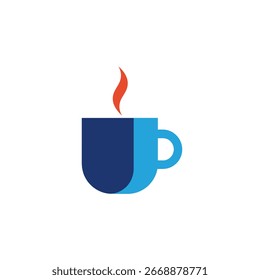 Simple logo of a coffee cup with steam rising.