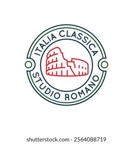 Simple Logo with Coliseum Italia Classica icon. Simple Logo with the famous Roman Colosseum. Perfect for travel, tourism, and historical themes in web and app design. Vector illustration