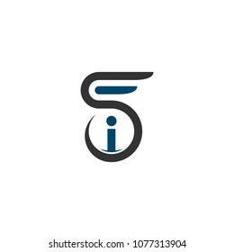 simple logo combination letter i with letter s