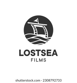 Simple logo combination of sailboat and film strip. It is suitable for use for film production logos.