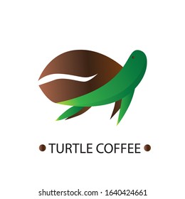 Simple logo combination of turtle and coffee