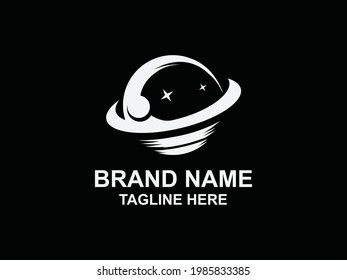 simple logo combined between astronaut and planet Saturn