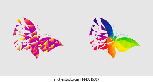 simple logo with concept butterfly low poly style