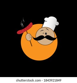 Concepto de logotipo simple 
salchicha a la parrilla