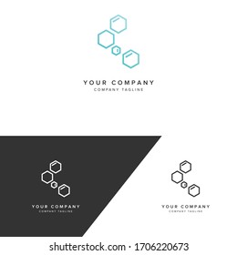 simple logo concept hexagon with balck and white color
