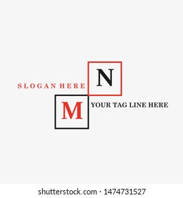 simple logo with the concept of letters mn and box.