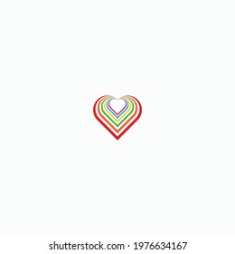 Simple logo concept of love shape with rainbow