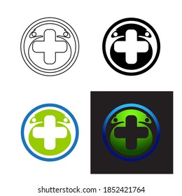 Simple logo concept for medical services. Combinations of human, cross and global silhouettes. Available in several artworks models. Easy to edit and apply for various business purposes. Vector Design