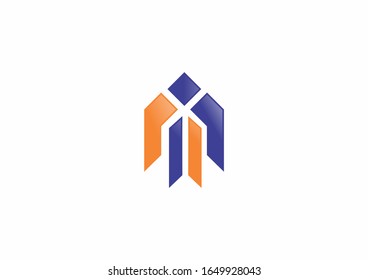 Sencillo diseño de símbolos corporativos. Concepto de logotipo azul y naranja