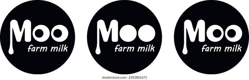 Ein einfaches Logo für eine Kuhmilchmarke. Milk splash Logo, Milchprodukte Symbol. Vektorweißspritzen und weiße Milchschrift auf blauem Hintergrund. Vektorgrafik EPS10