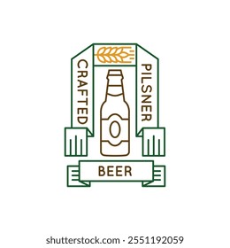 Simple Logo with Crafted pilsner Beer icon. Simple badge with crafted pilsner Beer icon for social media, app, and web design. Vector illustration