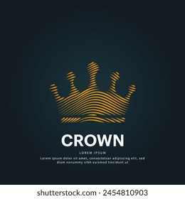 simple logo crown Illustration in a linear style. Abstract line art crown Logotype concept icon. creative Vector logo crown color silhouette on a dark background. EPS 10