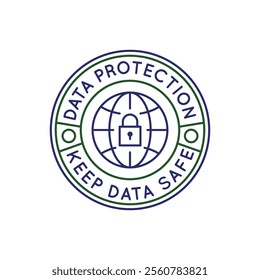 Simple Logo with Data protection icon. Simple Logo with the Earth keep data safe. Ideal for web design, mobile apps, educational materials. Vector illustration