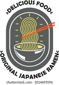 Simple logo delicious food japanese ramen with badge arts.