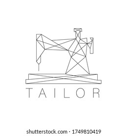 Simple logo design about sewing or stitching, sewing machine line art logo