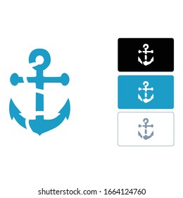Simple Logo Design of an Anchor in Blue, Black and White