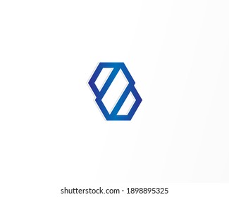 diseño de logotipo simple y concepto de línea hexagonal azul