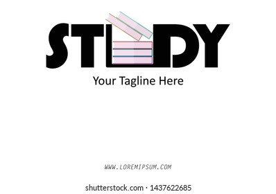 Simple logo design book library illustrations