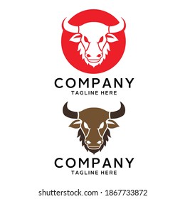 diseño simple de logotipo de una cabeza de búfalo dentro de un círculo con un estilo de silueta. Este logotipo es adecuado para su proyecto de empresa