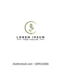 Simple logo design with C and leaves. A beautiful type of logo for all company brands with natural green colors. - Vector