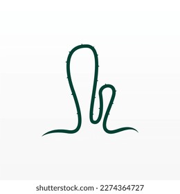 A simple logo design of a cactus. Cactus plant logo template. Cactus logo design concept