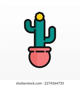 A simple logo design of a cactus. Cactus plant logo template. Cactus logo design concept