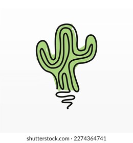 A simple logo design of a cactus. Cactus plant logo template. Cactus logo design concept
