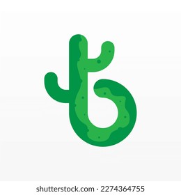 A simple logo design of a cactus. Cactus plant logo template. Cactus logo design concept