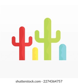 A simple logo design of a cactus. Cactus plant logo template. Cactus logo design concept