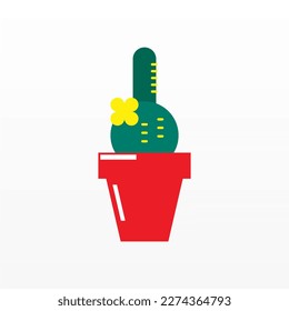 A simple logo design of a cactus. Cactus plant logo template. Cactus logo design concept