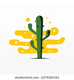 A simple logo design of a cactus. Cactus plant logo template. Cactus logo design concept
