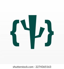Un diseño de logo simple de un cactus. Plantilla del logotipo de la planta de Cactus. Concepto de diseño del logotipo de Cactus