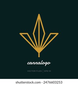 Einfaches Logo-Design von Cannabis Marihuana Blättern mit einem Umriss
