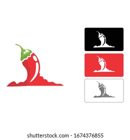 Diseño de logo simple de un Chile en rojo